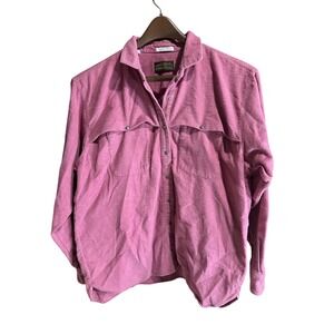Eddie Bauer Mens Pink Cotton Flannel Snap Front Shirt Jacket Size L Made in USA